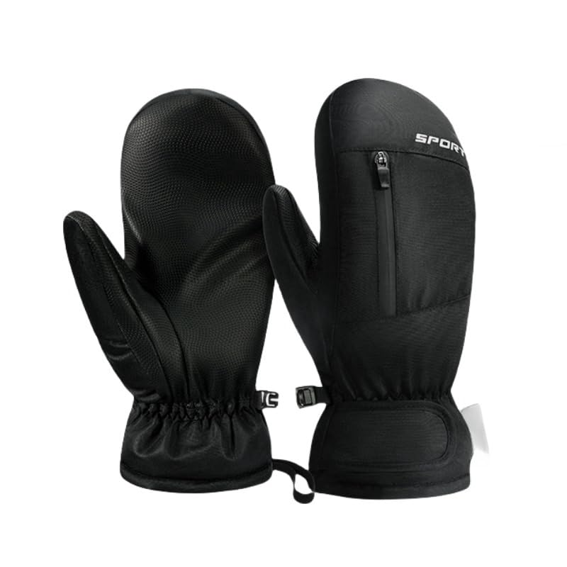 Waterproof Ski Mittens with Inside Gloves Liners for Women Men Youth Cold Weather Snow Gloves with Hands Warmer Zipper Pocket Ski Trip Winter Gloves for Skiing, Snowboarding, Snowmobiling, Dog Walking