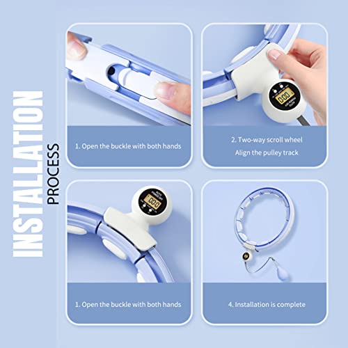 Smart Weighted Hula Ring Hoops, Hula Circle Detachable Fitness Ring with 360 Degree Auto-Spinning Ball Massage, Gymnastics, Adult Fitness for Weight Loss (Blue)