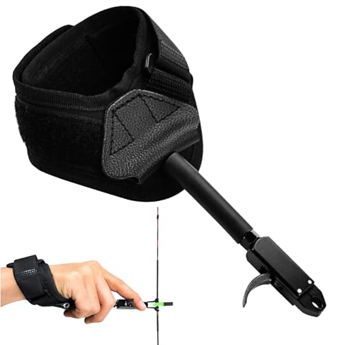 Compound Bow Release Aid Trigger Adult Archery Right Left Hand Adjustable Black Color Wrist Strap (Pack of 1