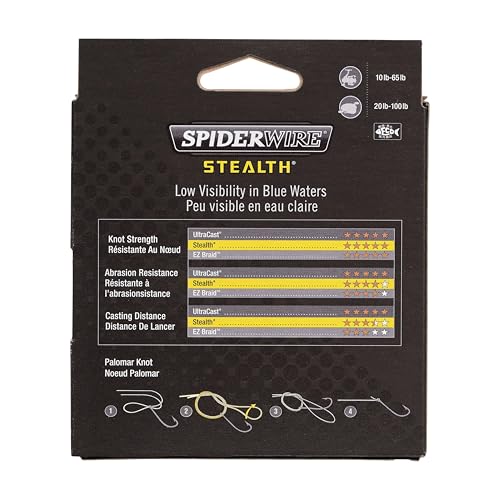 SpiderWire Stealth® Superline, Blue Camo, 100lb | 45.3kg, 200yd | 182m Braided Fishing Line, Suitable for Saltwater and Freshwater Environments