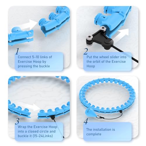 JKSHMYT Weighted Hula Circle Hoops for Adults Weight Loss, Infinity Fit Hoop Plus Size, 30 Detachable Links, Exercise Hoop for Women and Beginners (Blue)…