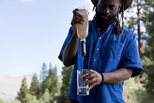 LifeStraw Peak Series - Collapsible Squeeze Bottle Water Filter System – 650ml for Trail Running, Through Hiking, Travel, Cycling, and Fishing; BPA-Free; Mountain Blue