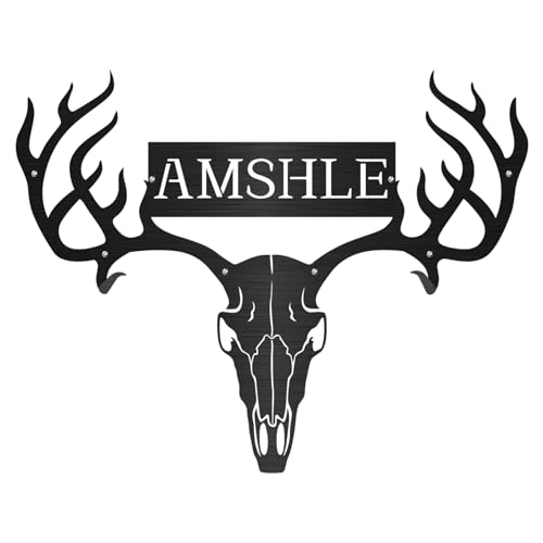 Personalized Metal Deer Skull Bow Rack Custom Name Deer Head Metal Wall Art Hunting Archery Gear Standing Display Bow Rack Hunting Gift for Hunter Dad Grandpa,Archery Bow Rack