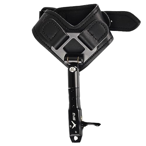 SPG Bow Release for Compound Bow, Comfortable Wrist Strap Archery Release Trigger for Arrow Release, Adjustable Compound Bow Release Aids 360° Rotate Caliper with Foldback Design (Black)