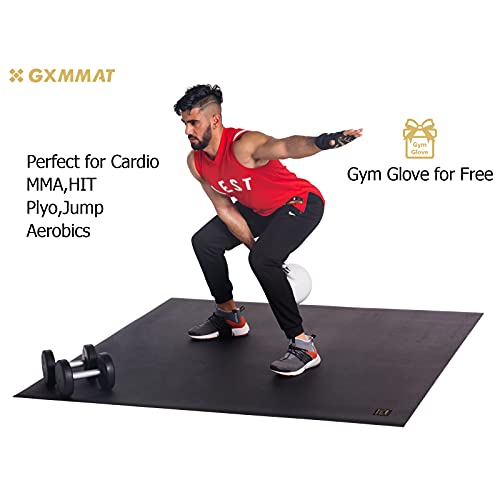Gxmmat Large Exercise Mat 6'x4'x7mm, Thick Workout Mats for Home Gym Flooring, Extra Wide Non-Slip Durable Cardio Mat, High Density, Shoe Friendly, Perfect for Plyo, MMA, Jump Rope, Stretch, Fitness