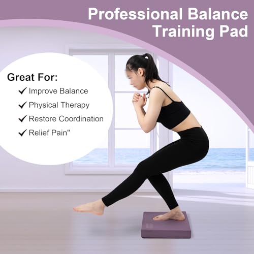StrongTek Professional Foam Exercise Balance Pad - 15.8" x 13" x 2", High-Density TPE Foam Knee Pad, Non-Slip & Water-Resistant, for Balance Training, Physical Therapy, Yoga, and More (Purple)