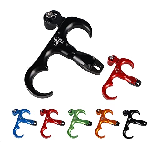 HNZMDY Archery Compound Bow Release Aids 360° Rotatable Thumb Release 3-Finger Aluminum Alloy Thumb Trigger Grip Compound Bow Accessory (Black)