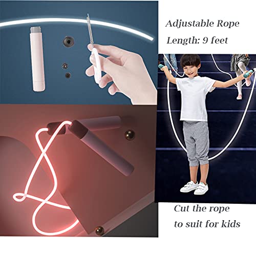 Glowing Jump Ropes Skipping Rope for Kids Develop Children's Sports Interest Men Women Fitness Exercise Indoors Outdoors Cool LED Light Rope Adjustable Jumping Rope Pink
