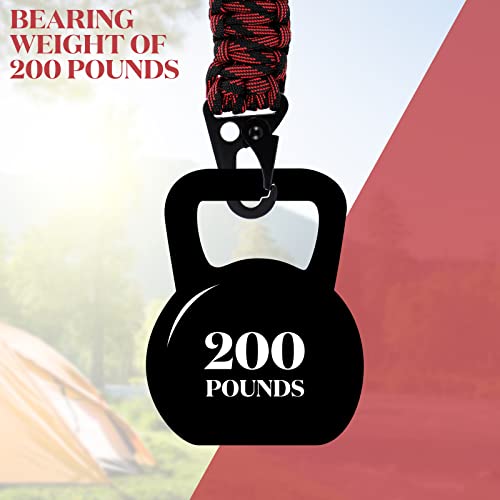 Frienda 2 Set Heavy Duty Paracord Lanyard Necklace Whistles Strap Braided 550 Keychain Lanyard for Outdoor Activities (Black and Red Camo)
