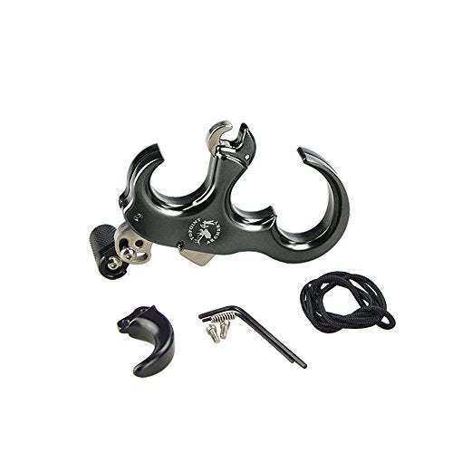 SHARROW Bow Release Aid 3/4 Fingers Automatic Archery Release Aluminium Alloy Thumb Trigger for Compound Bow Accessory (Black)