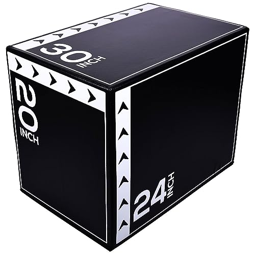 BalanceFrom 3 in 1 20 Inch 24 Inch 16 Inch Foam Plyometric Box Jumping Exercise Jumping Trainer, Black & White, 10-Pound