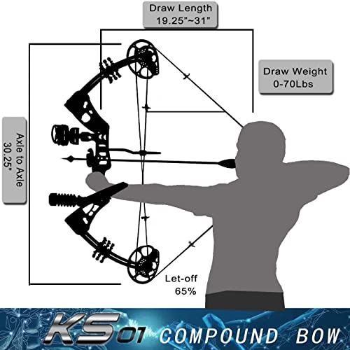 PANDARUS Compound Bow Set 15-45lbs for Pull Beginner and Teens Right Handed Adjustable 18"-29" Draw Length, 320 FPS Speed, Hunting Bow Archery Set New 2024(Black Right Handed)