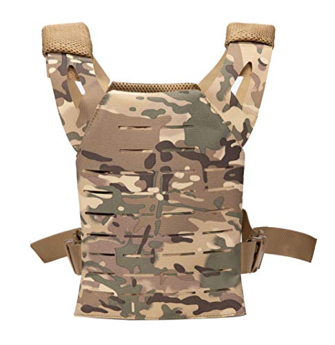 Childrens Tactical Airsoft Paintball Kids Vest, Free US Flag Patch, Mil Spec PALS Laser cut Molle Modular w/Mag Pouches (Multi-cam)