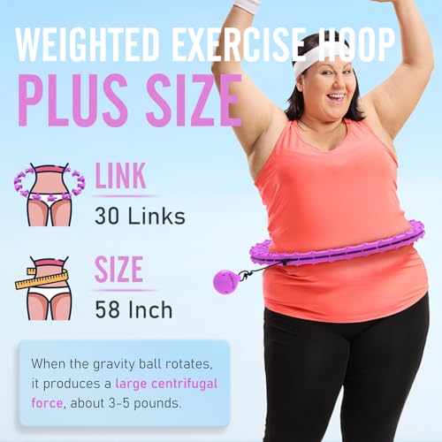 JKSHMYT Weighted Hula Circle Hoops for Adults Weight Loss, Infinity Fit Hoop Plus Size, 30 Detachable Links, Exercise Hoop for Women and Beginners (Purple)…