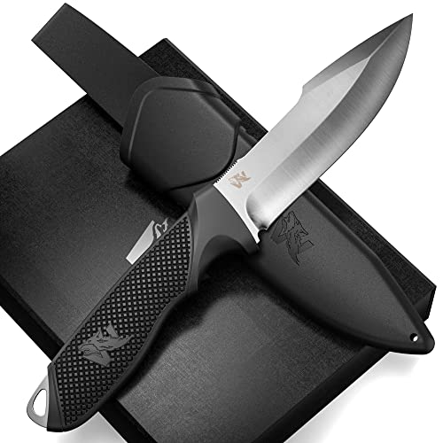 ODENWOLF WOLF-I Full Tang Survival Knife with Sheath - Stylish Tactical Fixed Blade Knife - Made of 440C Steel - Bushcraft and Camping Knife Survival - Perfect EDC Outdoor Knife with TPE Handle