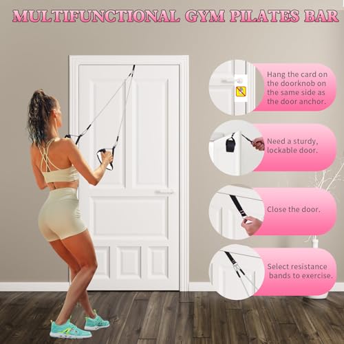 Pilates Bar Kit with Resistance Bands,Bbtops Pilates Flexbands Kit Exercise Fitness Equipment for Women & Men Home Gym Yoga Pilates,Multifunctional Pilates Bar Full Body Workout Equipment Black
