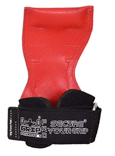 Lifting Grips PRO Weight Gloves Best Heavy Duty Straps Alternative to Power Hooks Deadlifts Adjustable Neoprene Padded Wrist Wrap (Red Rubber, Small 5.0"-6.40" Wrist Size)