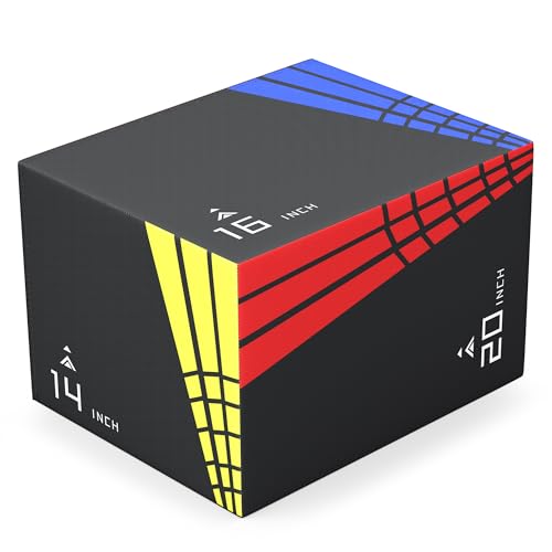 Heavy Foam Plyometric Jump Box, 3 in 1 Plyo Box with Non-Slip Surface, Box Jumps for home Gym, Box-Squat, Step-up, Jumping, Trainer for Workout Exercise, Multiple Size