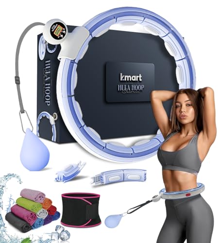 Smart Weighted Hula Ring Hoops, Hula Circle Detachable Fitness Ring with 360 Degree Auto-Spinning Ball Massage, Gymnastics, Adult Fitness for Weight Loss (Blue)