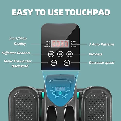 ESL Under Desk Elliptical - Portable Leg Exerciser for Seniors, Compact Seated Elliptical with Remote Control, LCD Display Electric Elliptical Trainers for Home, Blue