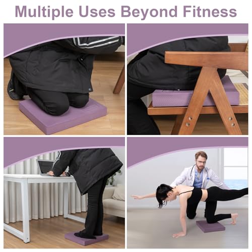 StrongTek Professional Foam Exercise Balance Pad - 15.8" x 13" x 2", High-Density TPE Foam Knee Pad, Non-Slip & Water-Resistant, for Balance Training, Physical Therapy, Yoga, and More (Purple)