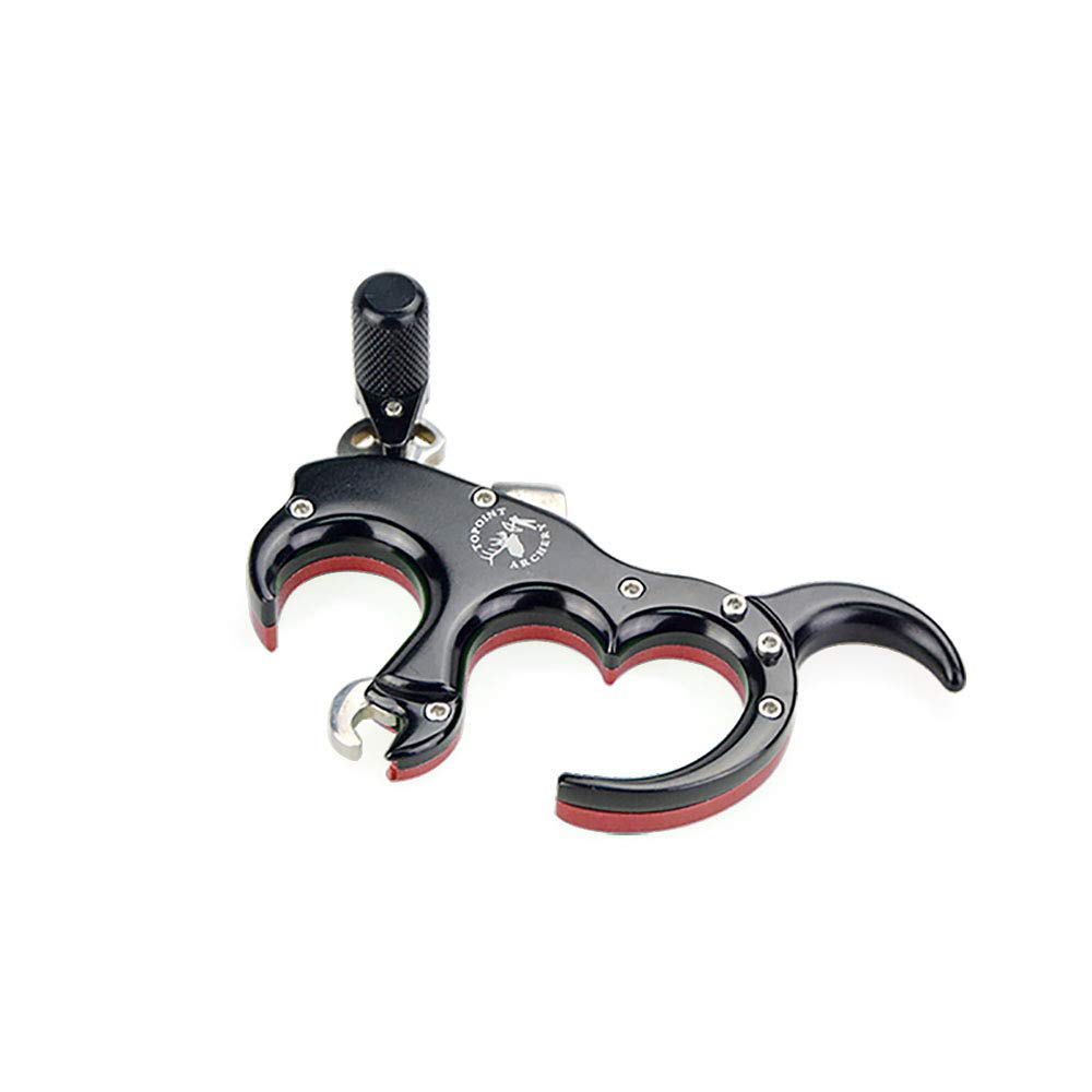 SHARROW Bow Release Aid 3/4 Fingers Automatic Archery Release Aluminium Alloy Thumb Trigger for Compound Bow Accessory (Red)