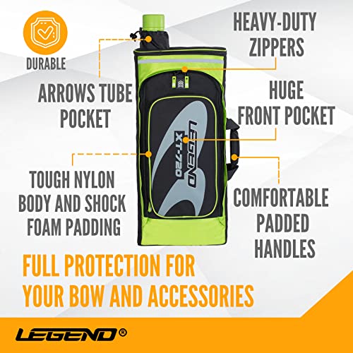 Legend - XT720 Recurve Bow Case (Blue) | Backpack Style Bag with Heavy Duty Foam Padding for Portable Protection of Recurve Bows & Risers up to 27" | Telescopic Arrow Tube Extends Up to 35"