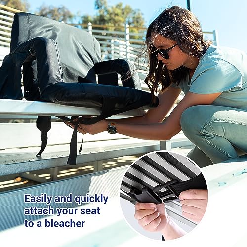 Sportneer Stadium Seats for Bleachers, Bleacher Chairs with Back and Cushion Bleacher Seats with Back Support Padded Stadium Chair with Armrests 6 Reclining Positions for Sport Events Camping Beaches