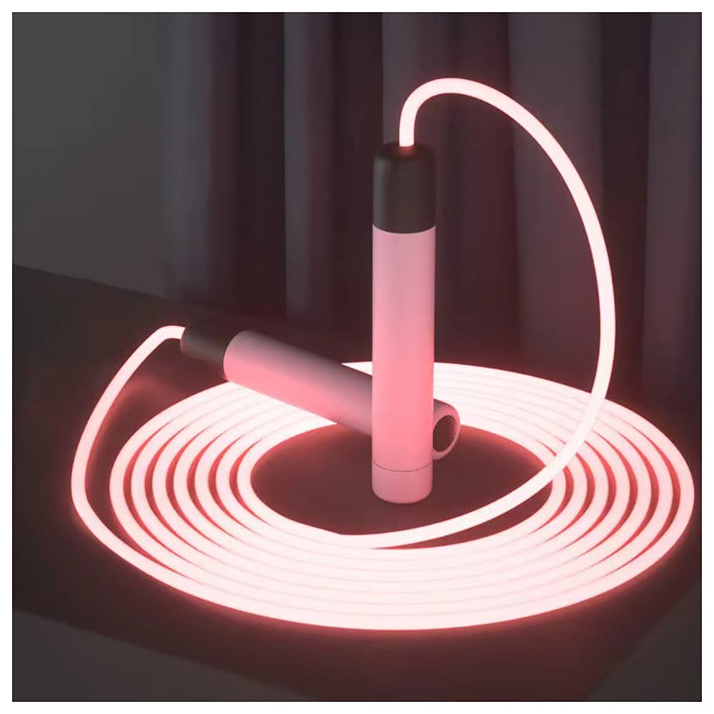 Glowing Jump Ropes Skipping Rope for Kids Develop Children's Sports Interest Men Women Fitness Exercise Indoors Outdoors Cool LED Light Rope Adjustable Jumping Rope Pink