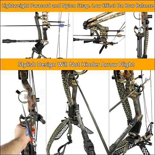 Sunya Paracord Compound Bow Sling with V2 Upgraded Magnetic Connection System. Lightweight Hands Free Shoulder Carrying Sling for Bow Hunting, Field Archery and 3D (Army Camo)
