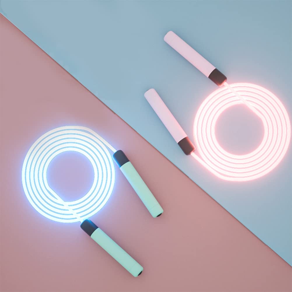 Glowing Jump Ropes Skipping Rope for Kids Develop Children's Sports Interest Men Women Fitness Exercise Indoors Outdoors Cool LED Light Rope Adjustable Jumping Rope Pink