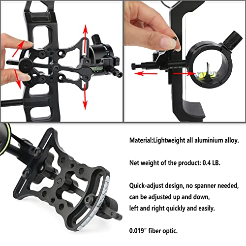 Single Pin Bow Sight Compound Bow Sights with 4X 6X 8X Magnifier Lens 1 Pin Bow Sight Archery Hunting Sighting Suitable for Right Handed Archers (4X Lens Bow Sight)