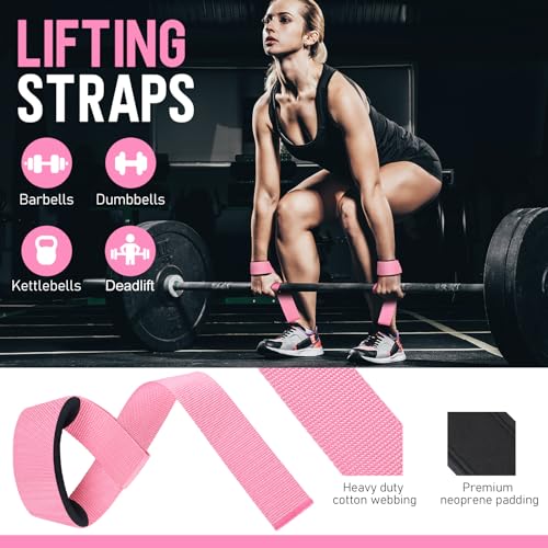 WALITO 8Pcs Barbell Pad Set for Hip Thrust - Squat Pad for Barbell Lunges, Bench Press, with 2 Gym Ankle Straps, 1 Resistance Bands for Working Out, 2 Lifting Strap, Carry Bag