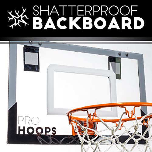 Franklin Sports 25in XL Over The Door Mini Basketball Hoop - Slam Dunk Approved - Shatter Resistant - Accessories Included, White/Orange