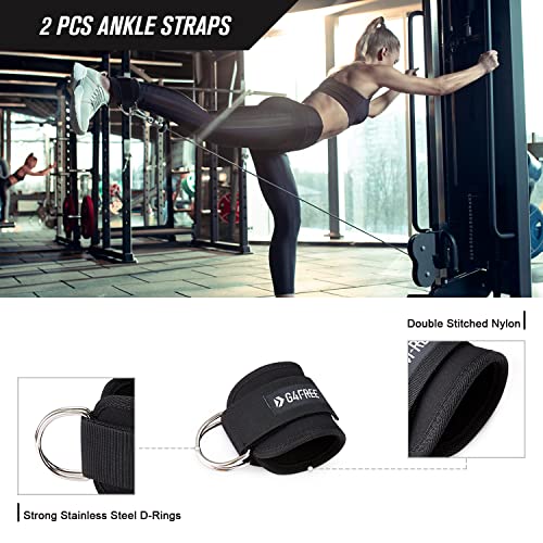 G4Free 9Pcs Barbell Pad Set for Squat, Hip Thrusts, Lunges, Leg day, Standard Olympic Bars with 2 Gym Ankle Safety Straps, 3 Hip Resistance Bands, 2 Lifting Strap, Barbell Pad, and Carry Bag (Black)