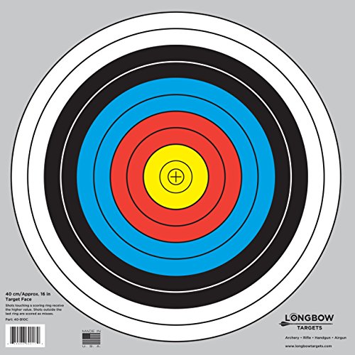 Archery 40cm & 80cm Targets by Longbow (50 Pack, 40cm/Approx 17" (10 Ring))