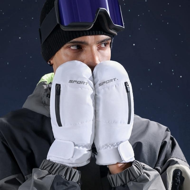 Waterproof Ski Mittens with Inside Gloves Liners for Women Men Youth Cold Weather Snow Gloves with Hands Warmer Zipper Pocket Ski Trip Winter Gloves for Skiing, Snowboarding, Snowmobiling, Dog Walking
