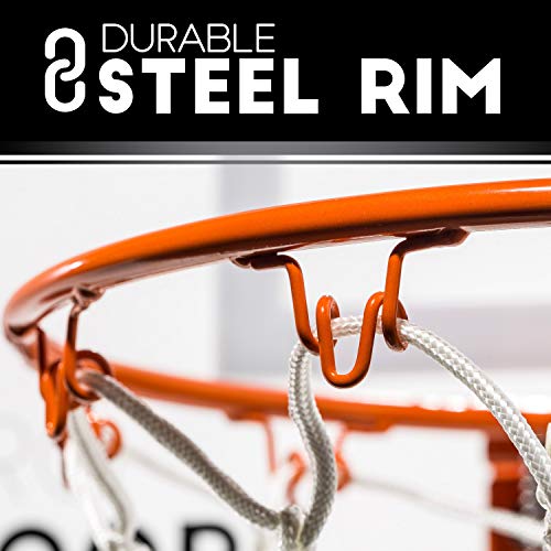 Franklin Sports 25in XL Over The Door Mini Basketball Hoop - Slam Dunk Approved - Shatter Resistant - Accessories Included, White/Orange