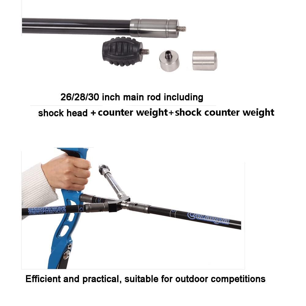 AMEYXGS 3/4/5/10/12/26/28/30 Inch Carbon Fiber Bow Stabilizer Balance Bar Stabilizer Extension Pole Rod Bow Stabilizer for Recurve Bow and Compound Bow (Blue 30 inch)
