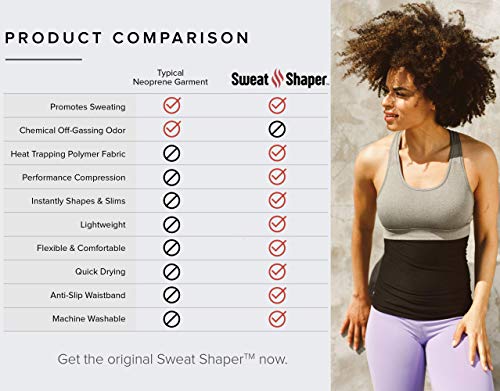 Sweat Shaper Waist Trimmer for Women, Waist Trainer Sauna Belt, Neoprene-Free Waist Cincher, Sauna Slimming Belt (Black, X-Small)