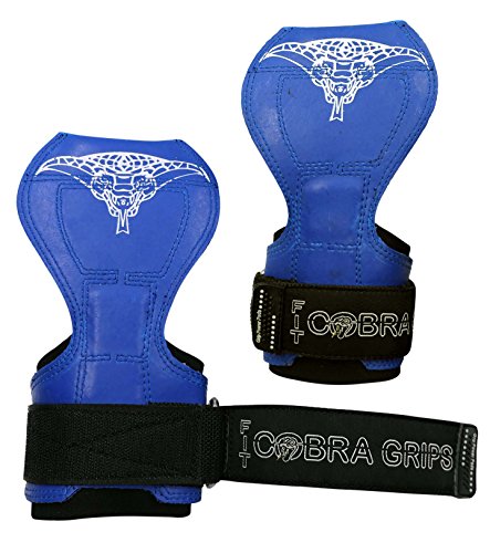Cobra Grips PRO Weight Lifting Gloves Heavy Duty Straps Alternative Power Lifting Hooks Best for Deadlifts Adjustable Neoprene Padded Wrist Wraps Support Bodybuilding (FIT Blue Rubber)