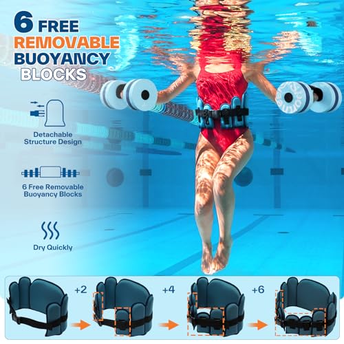 Aqua Belt Water Aerobics Equipment: Sportneer Swimming Pool Exercise Aqua Float Belts Jogger Floatation Buoyancy Belt Aquatic Training Accessories for Adults Youth Fitness Workout Therapy L