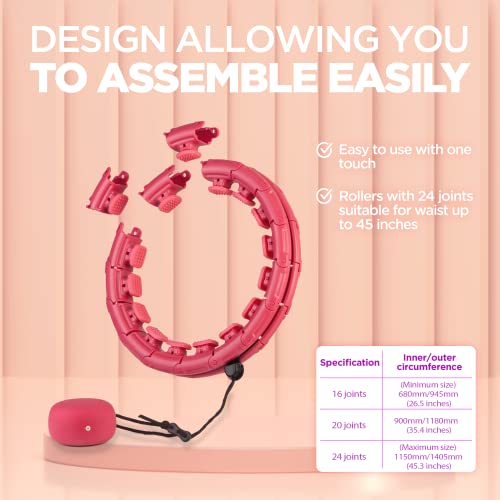 Smart Weighted Fit Hoop for Adults Weight Loss Infinity Weighted Hula Circle for Women Exercise Adjustable Smart Hoop for Waist Sizes 25–45 Inches – Home Workout Equipment by HoneyTr