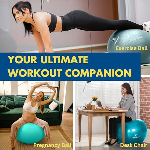 ProBody Pilates Ball Yoga Ball Exercise Ball, Balance Ball or Pregnancy Ball for Stability, Yoga Ball Chair, Therapy Ball Workout Ball or Birthing Ball for Pregnancy (Lime, 55 cm)
