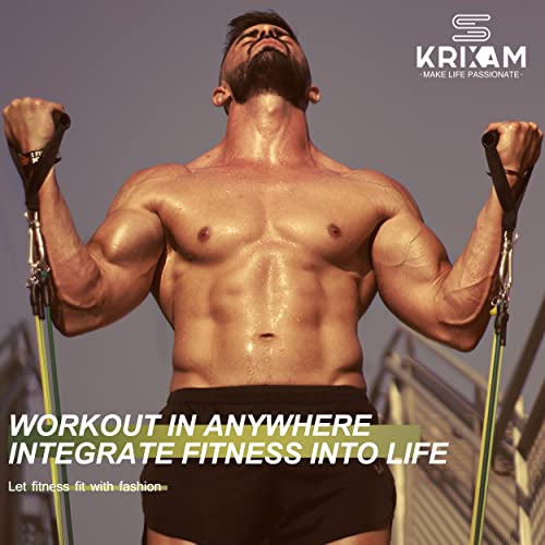 KRIXAM Pilates Bar Kit with Resistance Bands, Resistance Bands Set with Bar, Portable Pilates Equipment for Workout Home Gym