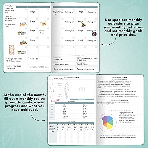 Clever Fox Food Journal Pro – Diet & Wellness Planner for Women & Men – Weight Loss Diary with Calorie Tracker – Food Log for Tracking Meals, Exercise & Weightloss - Undated, 7" x 10" Turquoise
