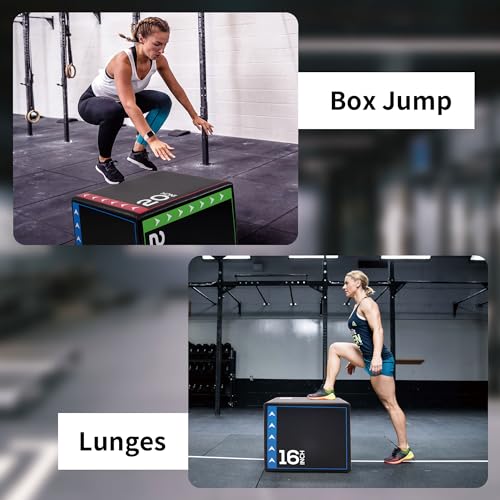 BalanceFrom 3 in 1 20 Inch 24 Inch 16 Inch Foam Plyometric Box Jumping Exercise Jumping Trainer, Black & White, 10-Pound