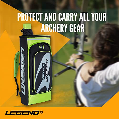 Legend - XT720 Recurve Bow Case (Blue) | Backpack Style Bag with Heavy Duty Foam Padding for Portable Protection of Recurve Bows & Risers up to 27" | Telescopic Arrow Tube Extends Up to 35"