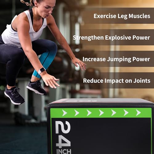 BalanceFrom 3 in 1 20 Inch 24 Inch 16 Inch Foam Plyometric Box Jumping Exercise Jumping Trainer, Black & White, 10-Pound