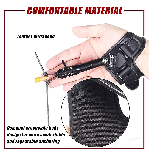SPG Bow Release for Compound Bow, Comfortable Wrist Strap Archery Release Trigger for Arrow Release, Adjustable Compound Bow Release Aids 360° Rotate Caliper with Foldback Design (Black)